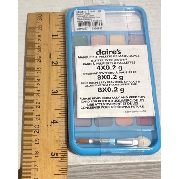 Claires Makeup Kit Set Glitter Eyeshadow & Blue Raspberry Lip Gloss Phone Design - Picture 4 of 5